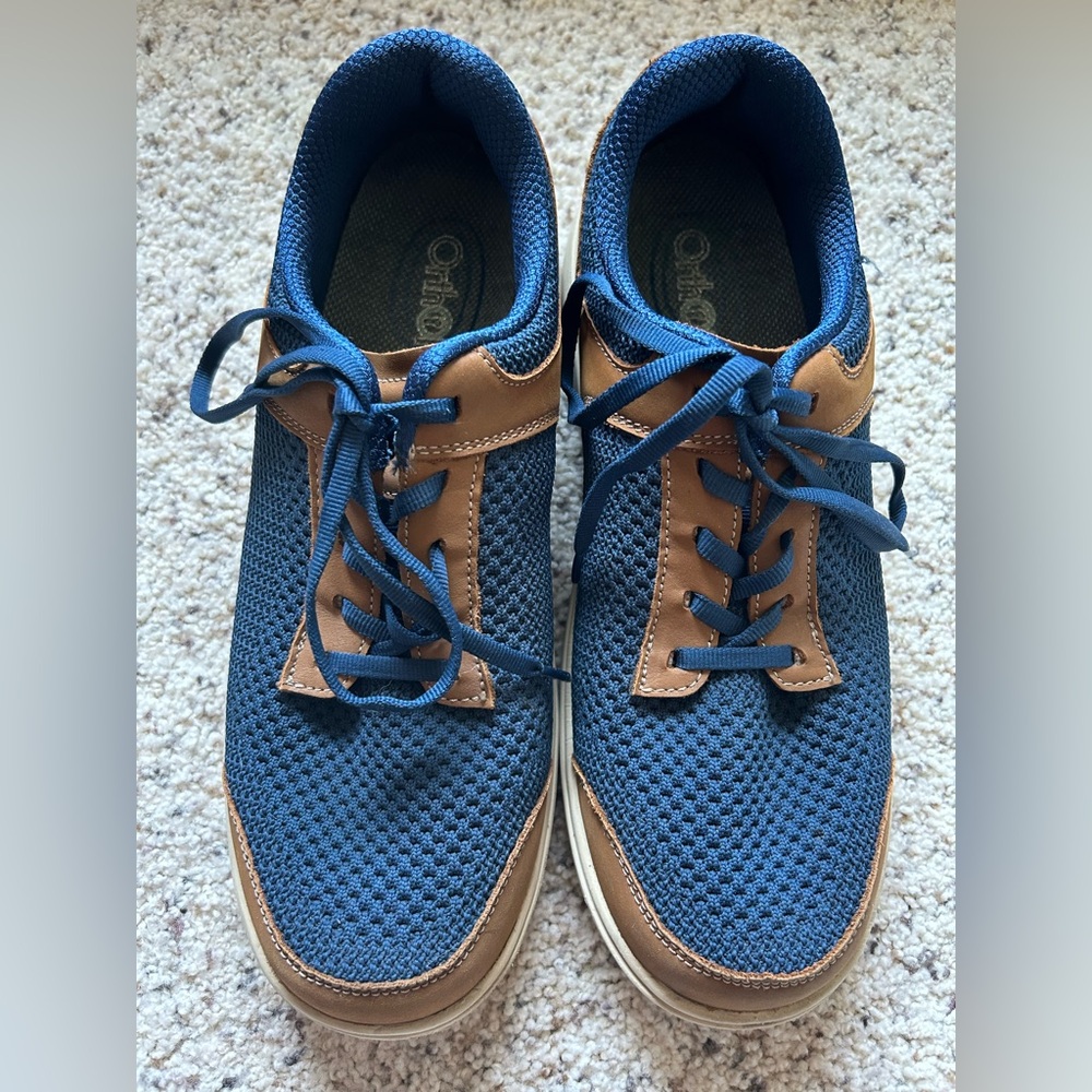 Orthofeet Tabor Orthopedic Shoes Sneakers Blue Brown Mens Size 10 Medium Width D